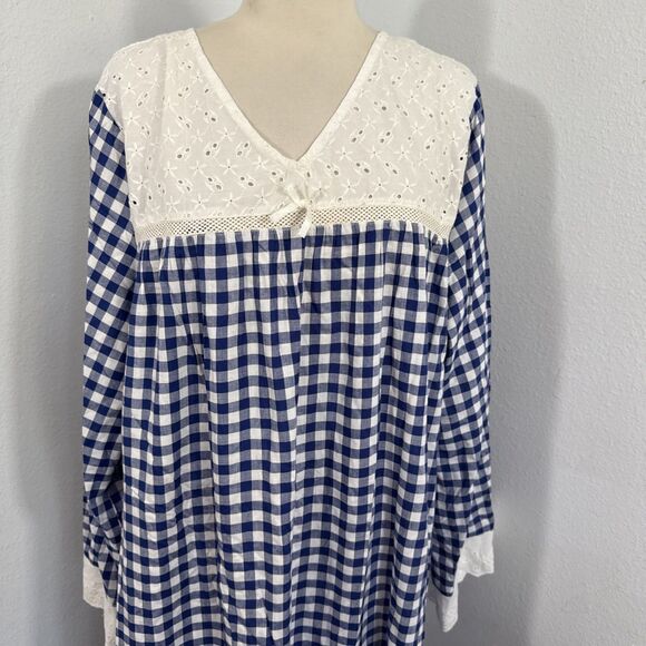 Redtag Maxi Dress Womens 14 Eyelet Gingham Granny Cottagecore‎ 90s - Picture 2 of 10